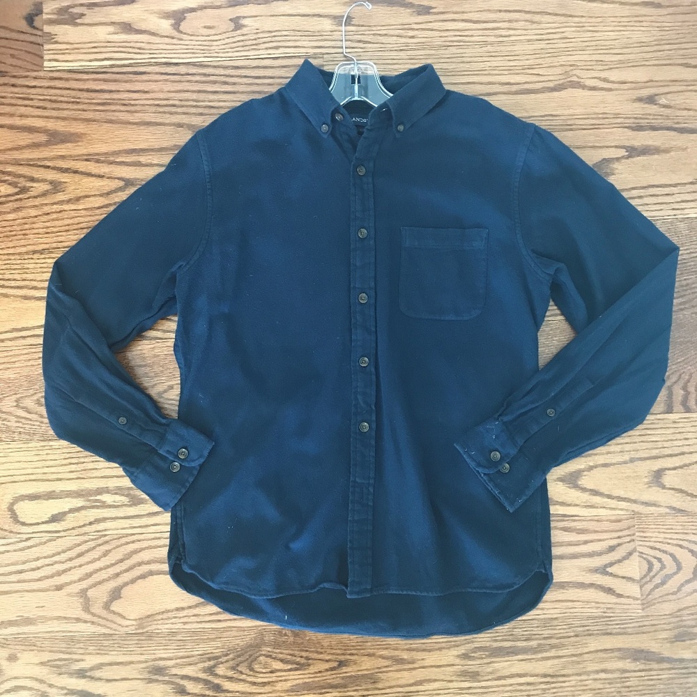 Lands’ End Men’s Navy Flannel button-down shirt